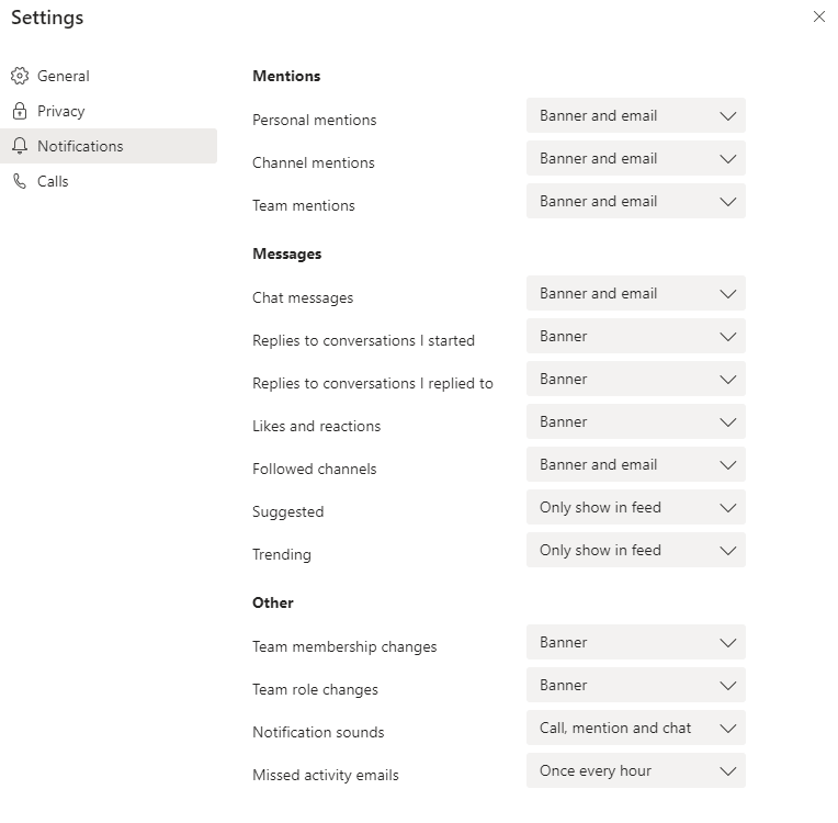 Customise Microsoft Teams Notification Settings