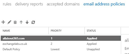 Exchange Email Address Policy