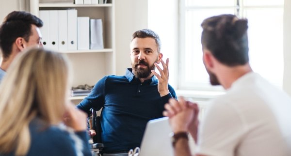 Co-workers in a business meeting.